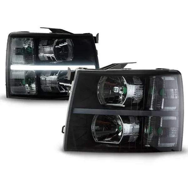 G - Plus LED DRL Headlights Fit for 2007 - 2014 Chevy Silverado 2500 3500 & HD Models/2007 - 2013 Chevy Silverado 1500 Bumper Headlamp