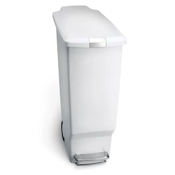 simplehuman 40 Liter / 10.6 Gallon Slim Kitchen Step Trash Can with Secure Slide Lock, Black Plastic
