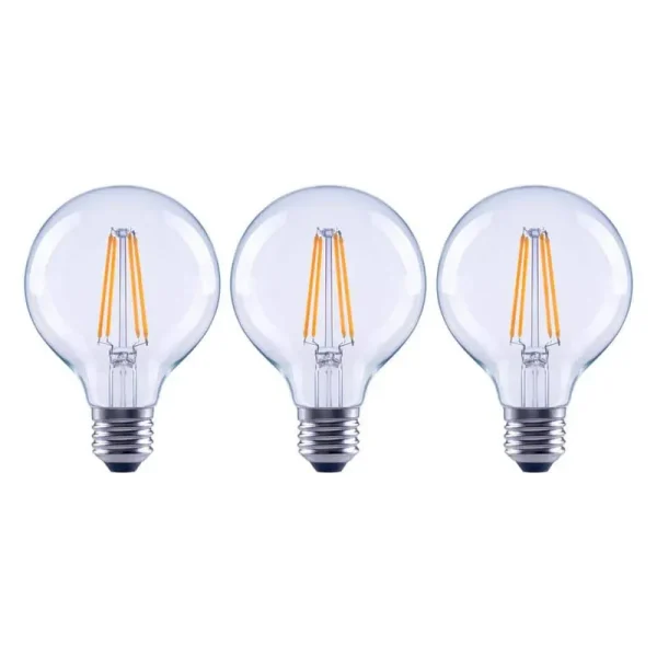 Ecosmart 100-Watt Equivalent G25 Dimmable Globe Clear Glass Filament LED Vintage Edison Light Bulb Bright White (3-pack)