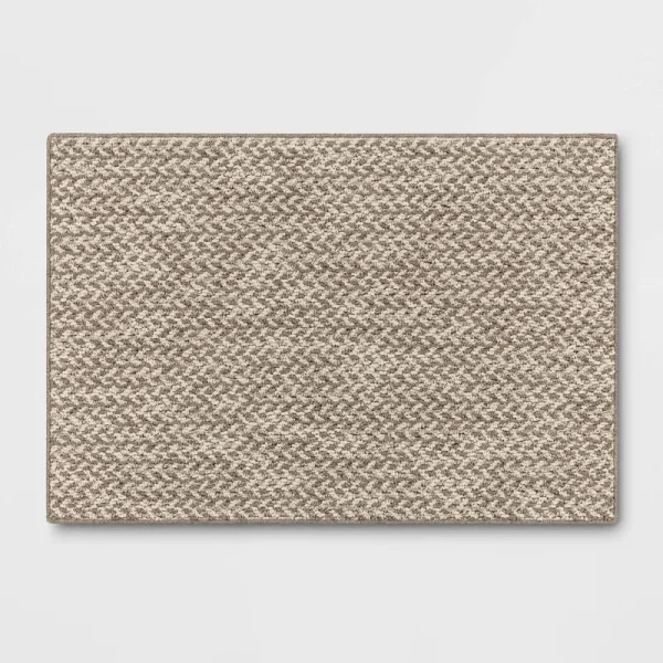 2'6"x3'8" Washable Weave Herringbone Accent Rug Cream - Threshold