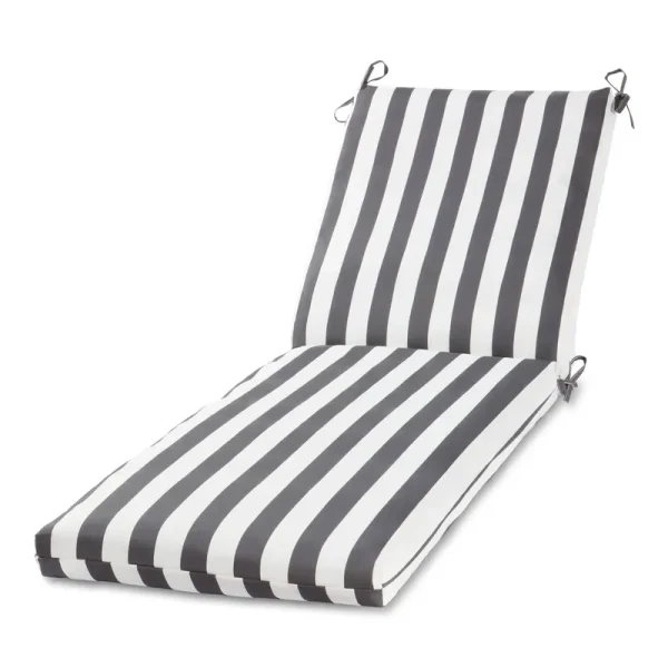 Greendale Home Fashions Outdoor Reversible Chaise Lounge Chair Cushion, Gray Stripe
