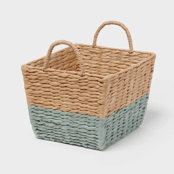 Rectangular Kids' Woven Basket Smoke Green - Pillowfort