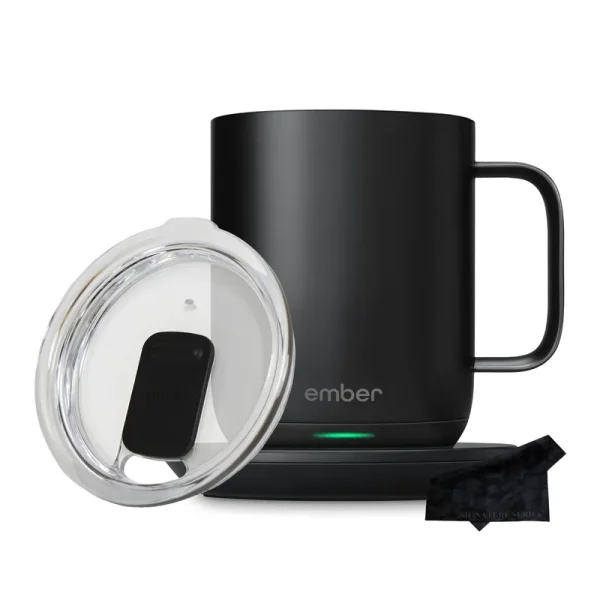 Ember Temperature Control Smart Mug 2, 10 oz, Black | 1.5-hr Battery Life | App Controlled Heated Coffee Mug | Improved Design with Clear