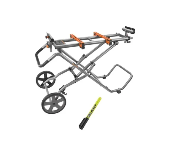 Ridgid AC9946-RPM121 Universal Mobile Miter Saw Stand with Mounting Braces and Black Fine Point Permanent Workshop Marker