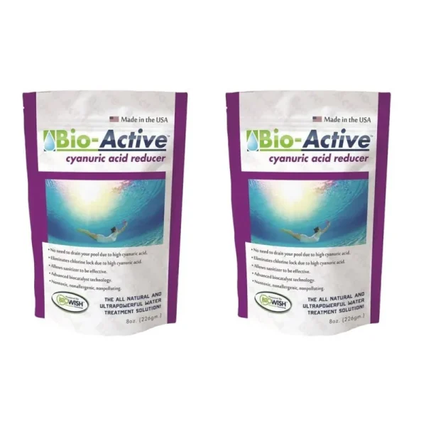 Bio-Active Non Polluting Cyanuric Acid Reducer Powder for Pools, 8 oz (2 Pack)