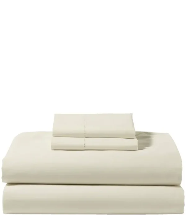 L.L.Bean 280-Thread Count Pima Cotton Percale Sheet Set, Queen Sheet Set, Cream