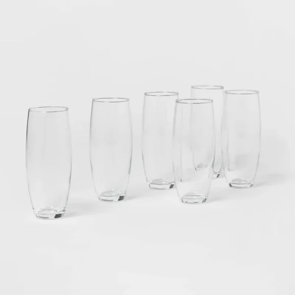 9oz 6pk Glass Stemless Champagne Flutes - Made by Design