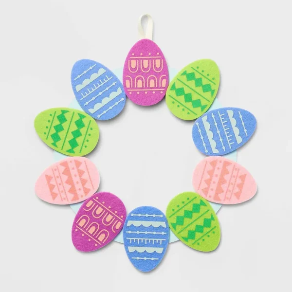 14" Easter Felt Eggs Wreath - Spritz