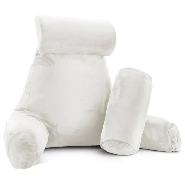 Nestl Large Bed Rest Shredded Memory Foam Reading Pillow with Arms&Pillow Foam Single Specialty Pillow in White | Medium