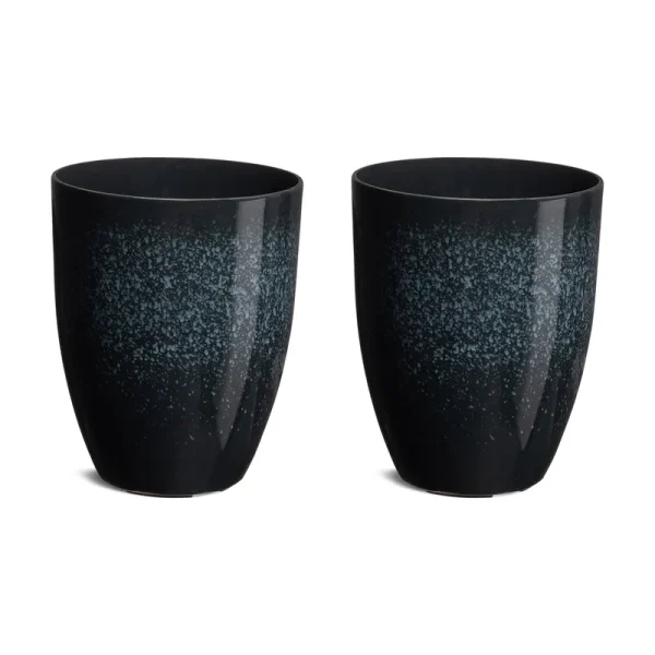 Glitzhome Eco-Friendly Large Faux Ceramic Tall Bowl Plastic Pot Planters, Set of 2