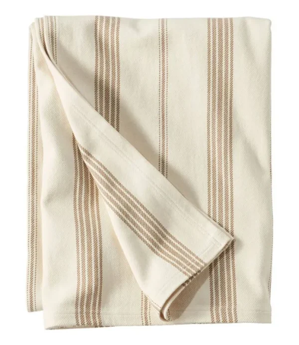 L.L.Bean Organic Cotton Blanket Stripe Full/Queen Sheets Bedding Natural/Barley : One Size