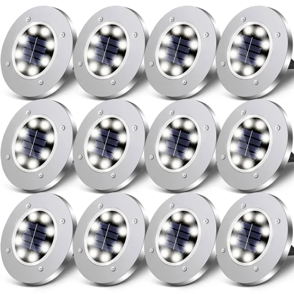 BanBers 12pcs Solar Ground Lights Outdoor Waterproof Solar Outdoor Lights,8Led Underground Light Solar Outdoor Lights Landscape Solar Garden Lights in