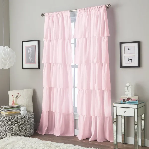 Curtainworks Flounced Window Curtain 63" Panel / Pink