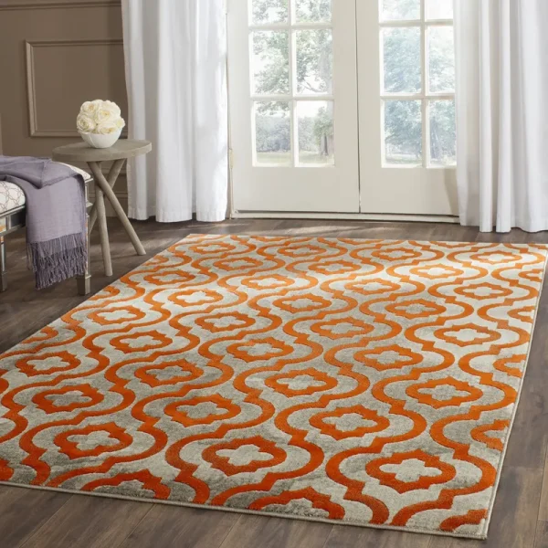 Safavieh Porcello PRL7734F 4'1" x 6'0" Light Grey / Orange Area Rug