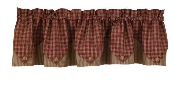 Park Designs Sturbridge Lined Point Valance, Wine/Tan