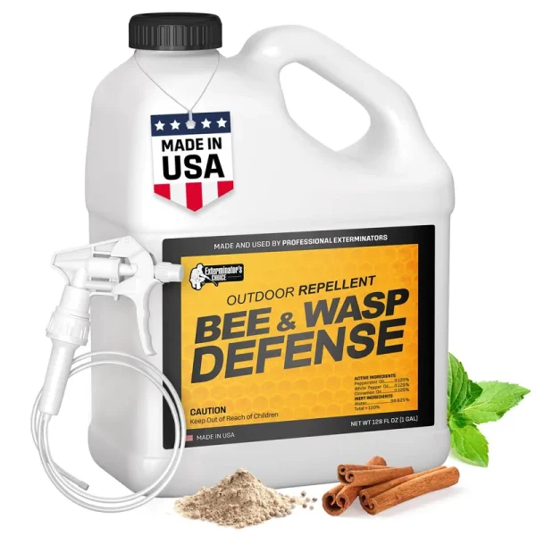 Exterminators Choice Bee & Wasp Defense | One Gallon Spray | Repels Most Types of Bees & Wasps | Quick, Easy Pest Control | Safe Around Kids & Pets