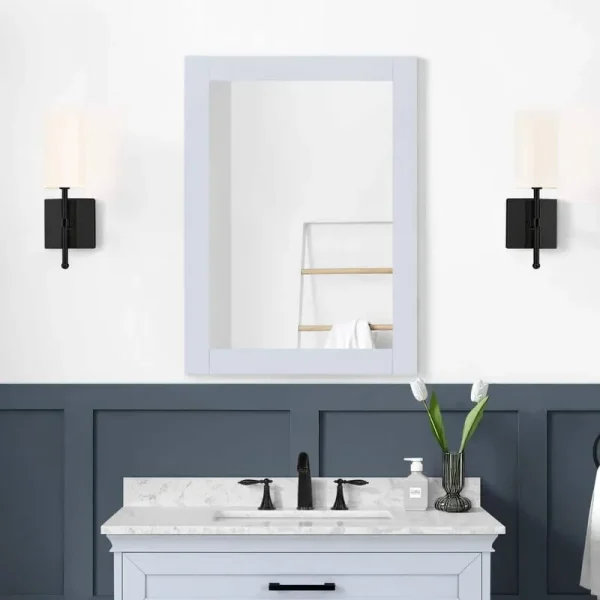 Cherrydale 24 in. W x 32 in. H Rectangular Framed Wall Mount Bathroom Vanity Mirror in Light Blue