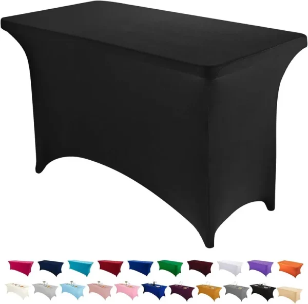 Gowinex Black 6 ft Spandex Tablecloth Stretch Fitted Table Cover, Size: 6ft (30x72 Inches)