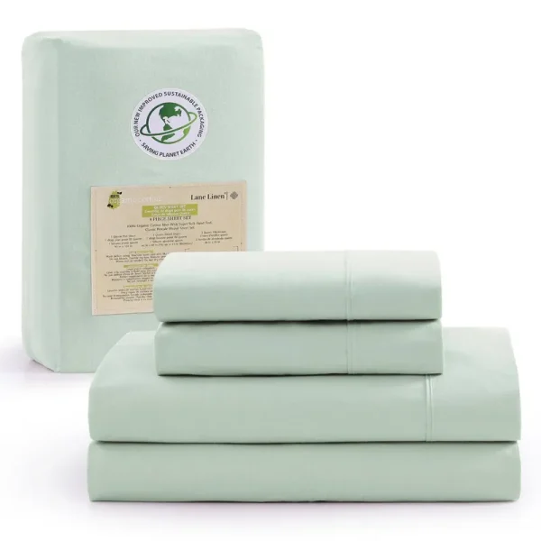 Lane Linen 100% Organic Cotton Twin XL Sheets Set 3-Piece Pure Percale Bedsheets Soft Bedding Breathable Fits Mattress Upto 15"