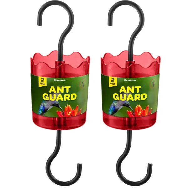 Sewanta Ant Moat for Hummingbird Feeders [Set of 2] Ant Guard Keeps Ants Away from Feeders, Made of Durable Plastic, Red Color/Rustproof