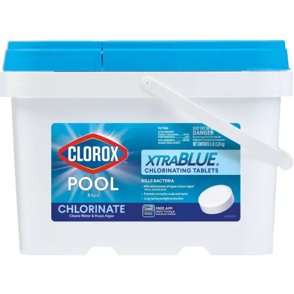 Clorox Pool & Spa Chlorinating Tablets, Xtra Blue, For Pool - 5 lb