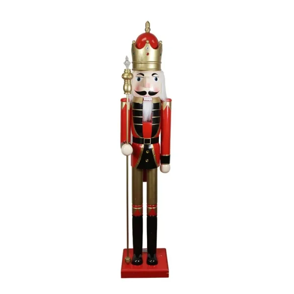 Northlight 5' Decorative Commercial Size Red King Wooden Christmas Nutcracker with Scepter