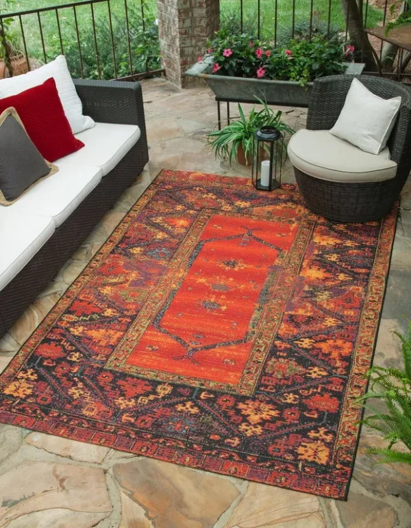 Unique Loom Outdoor Tribal Multi 4x6 Area Rug Indoor Outdoor Rug
