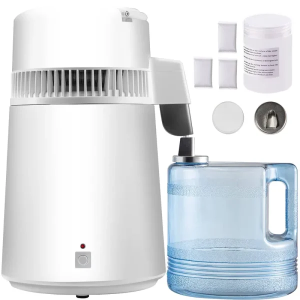 VEVOR 1.1 Gallon Water Distiller 750W Machine 4 Liter Plastic Container White