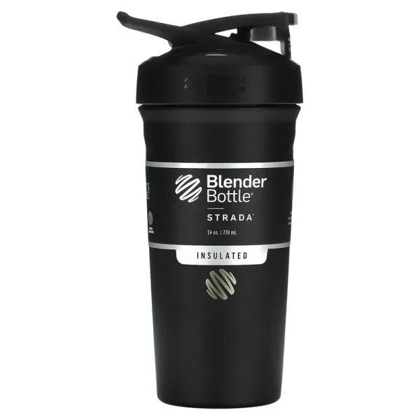 BlenderBottle - Strada Insulated Stainless Steel 24 oz. Water Bottle/Shaker Cup - Black