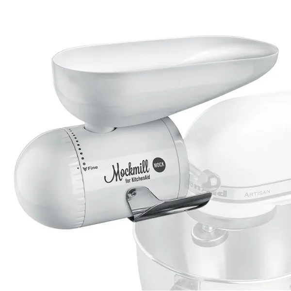 Wolfgang Mock Mockmill Kitchenaid White Metal and Ceramic Grain Mill Attachment