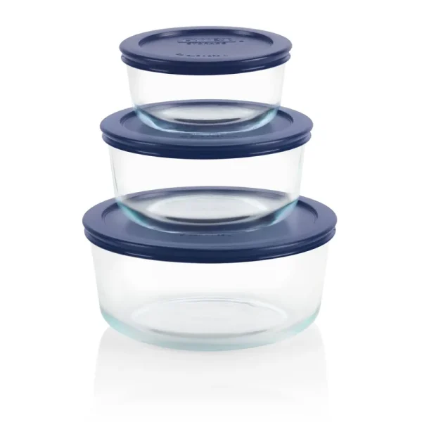 Pyrex Simply Store 6-Piece Round Glass Food Storage Set