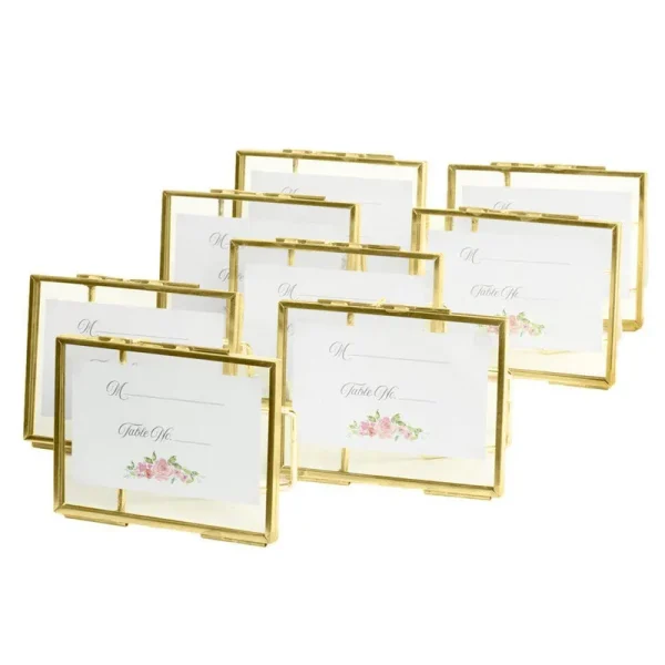 Koyal Wholesale Pressed Glass Floating Photo Frames 8-Pack with Stands for Horizontal or Vertical Pictures, Table Numbers, Place