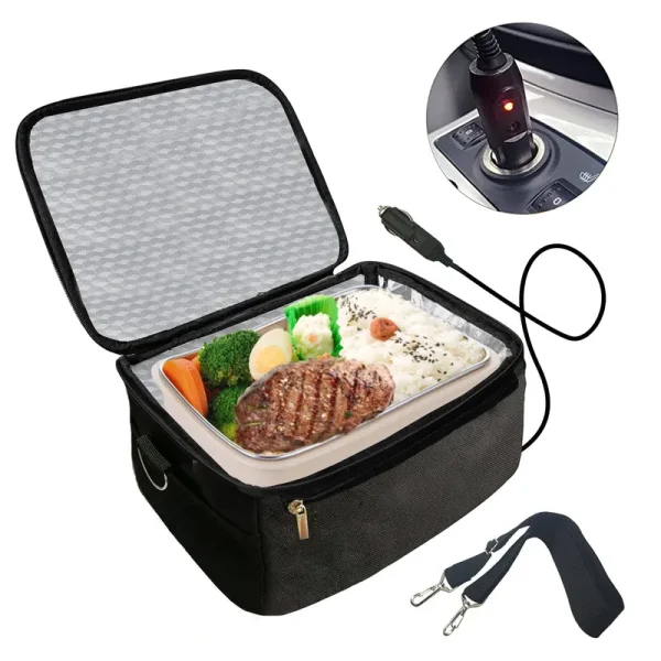 Real Nature Portable Oven 12V Personal Food Warmer,car Heating Lunch Box,Electric Slow Cooker for Meals Reheating & Raw Food Cooking for Road Trip