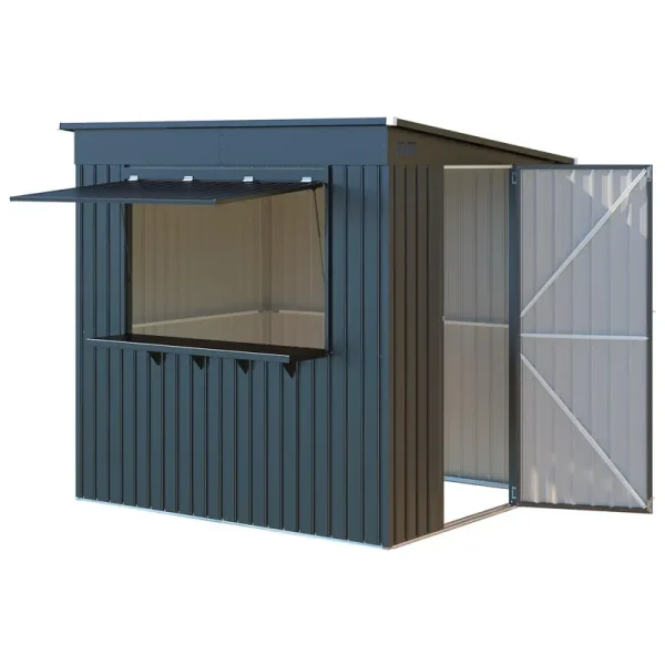 AECOJOY 8x4 FT Outdoor Storage Shed with Bar Counter, 2-in-1 Patio Metal Backyard Bar & Tool Storage Cabinet