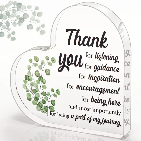 BdayPtion Thank You Gift for Women Men, Appreciation Gifts for Teacher Boss, Coworker Leaving Gift, Decoration Heart Shape Acrylic Sign Gift