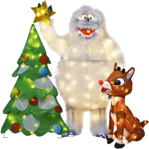 36" Rudolph 3-Piece Set LED Pre-Lit LED Yard Decor