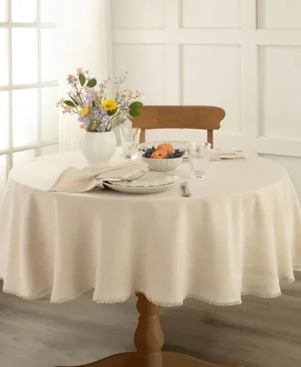 Lenox Natural French Perle Tablecloth 70-In. Round