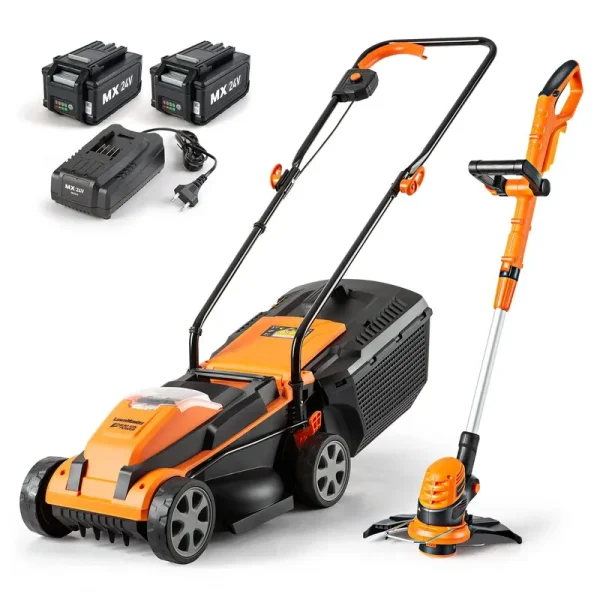 LawnMaster 20VMWgT 24V Max 13-inch Lawn Mower and Grass Trimmer 10-Inch Combo