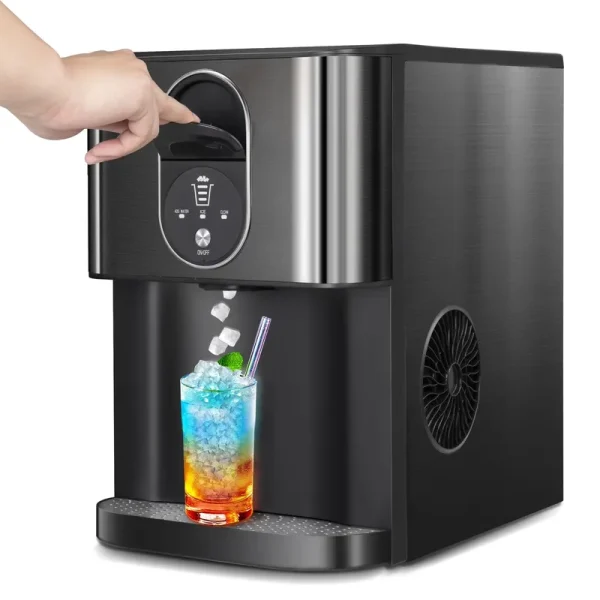 Auseo Ice Maker Countertop with Soft Chewable Ice, 44 lb/24H, Self - Cleaning, One - Click Operation for Home/Party(Black)