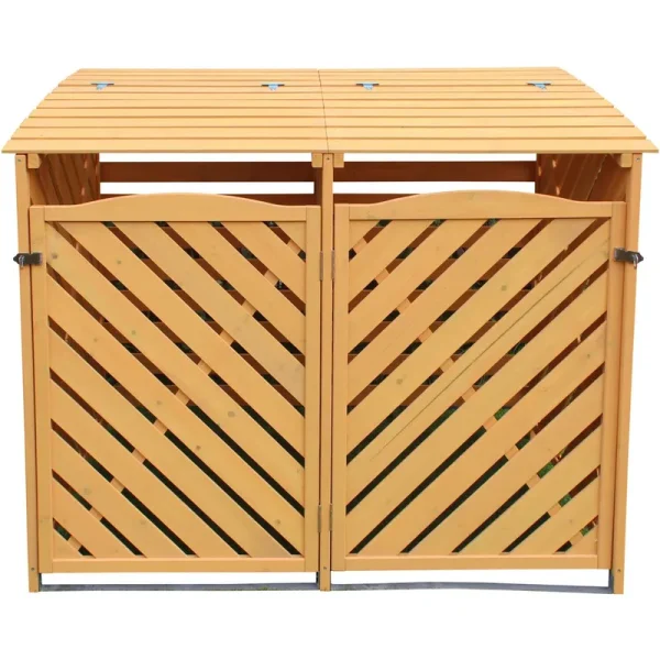 Hanover Outdoor 4.9 ft. x 4 ft. Wooden Trash Bin and Recyclables Storage Shed - HANWS0104-NAT