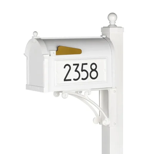 Whitehall Modern Deluxe Capitol Mailbox Post Package White/Black