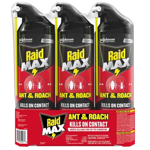 Raid Max Ant and Roach Killer, 14.5 oz, 3 ct