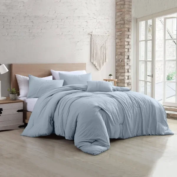 Modern Threads 4-Piece Light Blue Beck Microfiber Queen Comforter Set