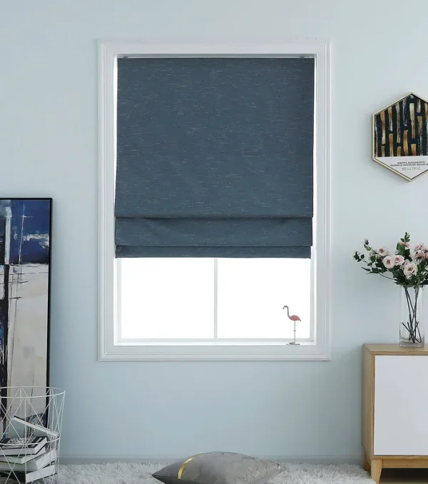 Washable Room Darkening Cordless Roman Shades for Windows, Double Tone Color Jacquard Textured Woven Polyester Belmar Roman Blind for Living Room