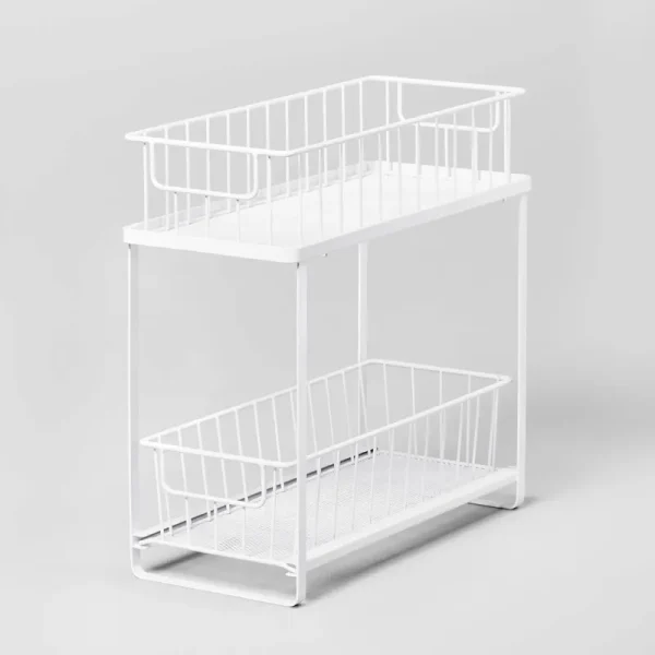Two Tiered Slide Out Organizer - Brightroom White