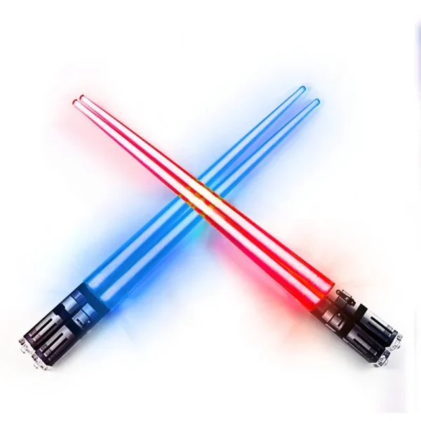 Lightsaber Chopsticks Light Up Star Wars LED Glowing Light Saber Chop Sticks Reusable Sushi Lightup Sabers Red & Blue 2 Pairs