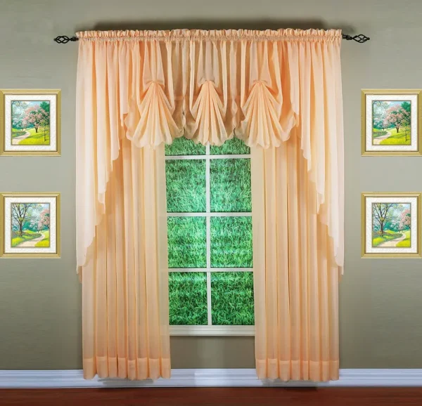 Emelia Sheer Peach Curtain Panel 84 inch Long, Orange