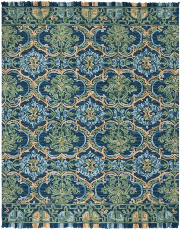 Safavieh Blossom BLM422A Area Rug Navy / Green 6' x 6' Square