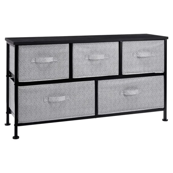 Amazon Basics Extra Wide Fabric 5-Drawer Storage Organizer Unit for Closet, Black