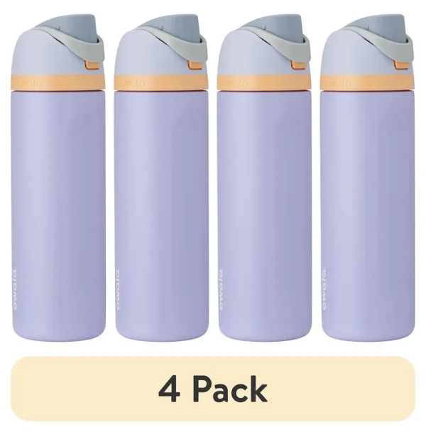 (4 Pack) Owala Freesip Stainless Steel Water Bottle, 24 oz, Cloud 9 Light Purple